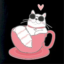 Hustá kočka v hrníčku