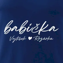 Babička Tričko se jmény dětí psací písmo