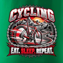 Cyklistické kolo mezi horami eat sleep repeat