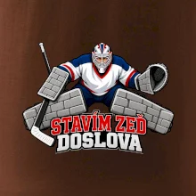 Hokejový brankář staví zeď