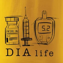 D I A life - kreslený insulin injekce a glukometr