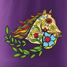 Kůň barevný s listy