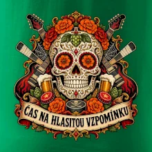 Mexická rocková lebka s kytarami a pivem