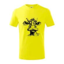 Černobílá karikatura světlá kráva hlava