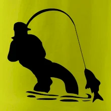 Rybář tahající rybu