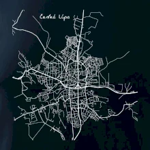 Česká Lípa - Mapa černobílá
