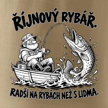 Říjnový rybář v loďce s obří štikou