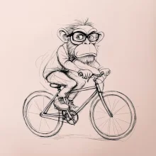 Opice s brýlemi na kole