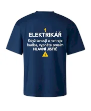 Elektrikář - hlavní jistič - Nápis na zádech
