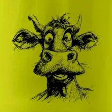 Černobílá karikatura světlá kráva hlava