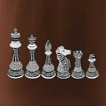 Šachové figurky v řadě - kreslené