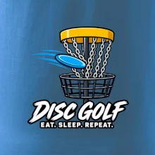 Discgolfový koš s letícím diskem eat sleep repeat
