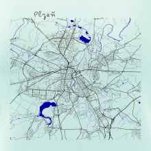 Plzeň mapa s vodními toky