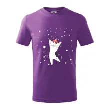 Veselá kočka v zimní čepici