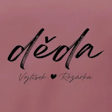 Děda Tričko se jmény dětí psací písmo