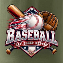 Baseballová pálka s rukavicí eat sleep repeat