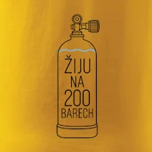 Žiju na 200 barech potápěčská lahev s modrou vlnovkou