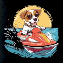 Jack russell teriér na vodním skútru