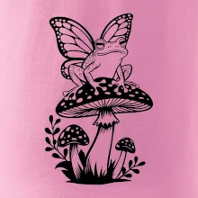 Goblincore černá houba se žábou