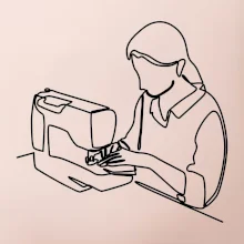 Švadlena a šicí stroj jedním tahem