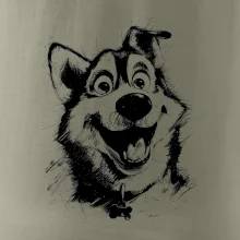 Černobílá karikatura husky