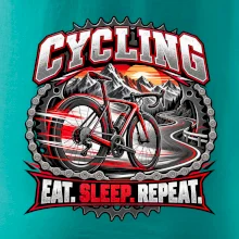 Cyklistické kolo mezi horami eat sleep repeat