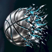 Kovový basketbalový míč s elektrickými střepy