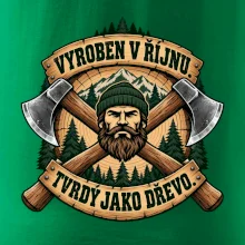 Dřevorubec vyroben v říjnu s překříženými sekerami