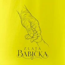 Zlatá babička s dětskou ručičkou minimalistická kresba