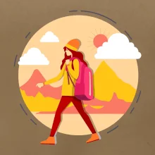 Barevný párový motiv na hory