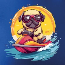 Mops na vodním skútru Mops na vodním skútru