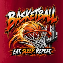 Basketbalový koš s míčem eat sleep repeat
