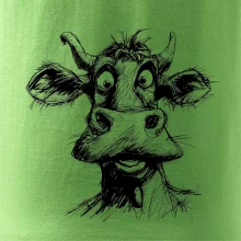 Černobílá karikatura světlá kráva hlava