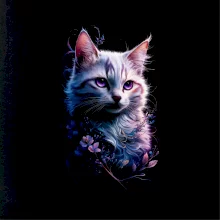 Bílá kočka a květiny