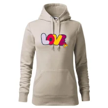 Love nápis s květinou