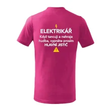 Elektrikář - hlavní jistič - Nápis na zádech