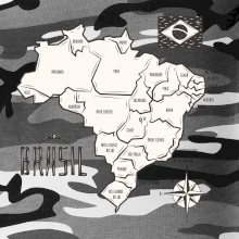 Brazílie mapa s názvy regionů