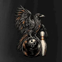 Bowling havran s koulí a kuželkou
