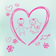 Svatba - kreslené srdce