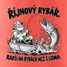 Říjnový rybář v loďce s obří štikou