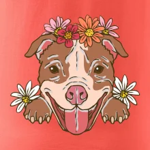 Americký stafordširský teriér hlava s květinami