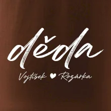 Děda Tričko se jmény dětí psací písmo