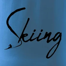 Skiing nápis lyžař