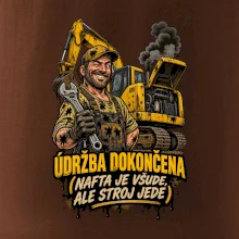 Údržba bagru dokončena nafta je všude