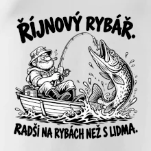 Říjnový rybář v loďce s obří štikou