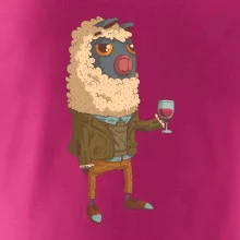 Alpaka s vínem muž