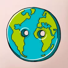 Planeta země knoflík (Pecka design)