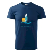 Paddleboard s pádlem při západu slunce eat sleep repeat