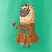 Alpaka s vínem žena