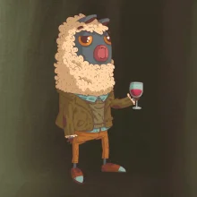 Alpaka s vínem muž